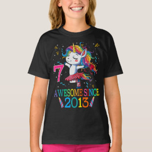 Camiseta 7 Birthday Unicorn Dabbing de 7 anos