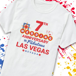 Camiseta 7 Casamento Casais de Aniversário de Las Vegas Tr