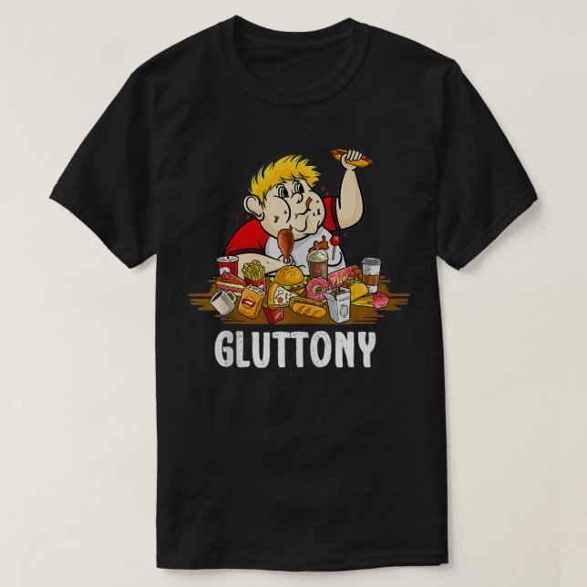 Camiseta 7 Cores Mortais Gluttony Halloween Figurume (Frente do Design)