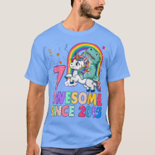 Camiseta 7 de Aniversário de 7 Anos Dinossauro Andando Unic