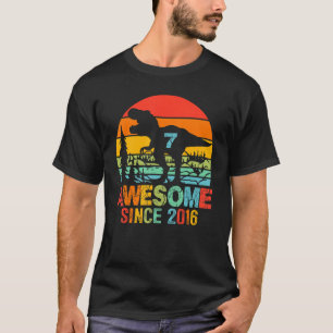 Camiseta 7 de Aniversário de 7 Anos Dinossauro Incrível Des