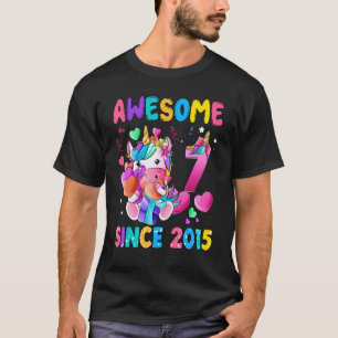 Camiseta 7 de Aniversário de 7 Anos Garota Unicórica Fantás