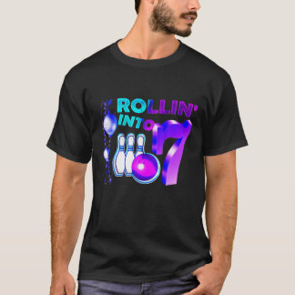 Camiseta 7 De Festa de aniversário De boliche Com 7 Anos De