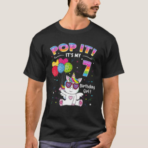 Camiseta 7 Fidget Toy Pop It Unicorn Birthday Girl 7 Anos