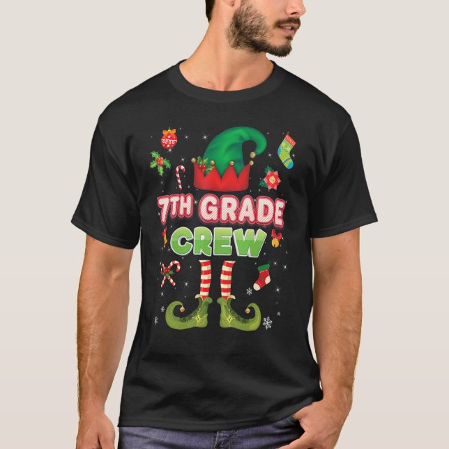 Camiseta 7 Grau Elf Tripulantes Papais noeis de Natal Auxil (Frente)