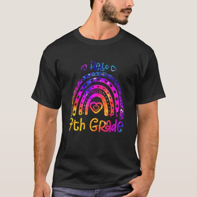 Camiseta 7 Grau Leopard Rainbow Tie Dye Professor De Volta  (Frente)
