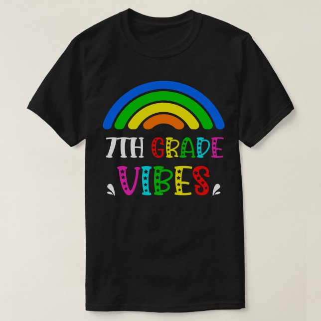 Camiseta 7 Grau Vibes Arco-Íris de Volta às Crianças Escola (Frente do Design)