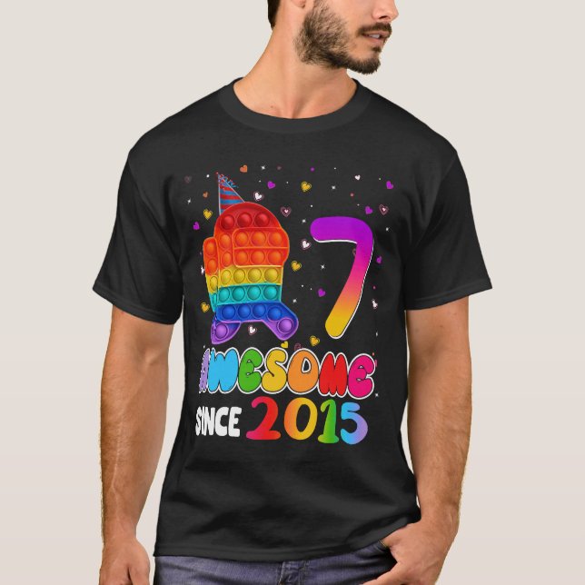 Camiseta 7 Incrível desde 2015, Pop, Crianças de Aniversári (Frente)