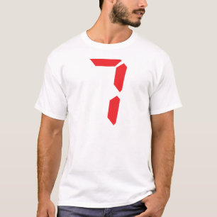 Camiseta 7 número digital do despertador de sete vermelhos