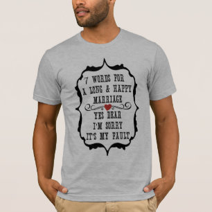 Camiseta 7 palavras para um Casamento longo e feliz - perso