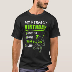 Camiseta 7 Perfeito Aniversário Jogando Jogos Com 7 Anos De
