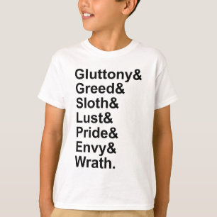 Camiseta 7 Pinos Mortais - Gluttony Lust Wrath Envelope