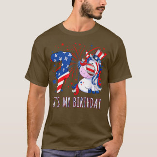 Camiseta 7 Unicorn Aniversário No Dia 4 De Julho Garota 7 A