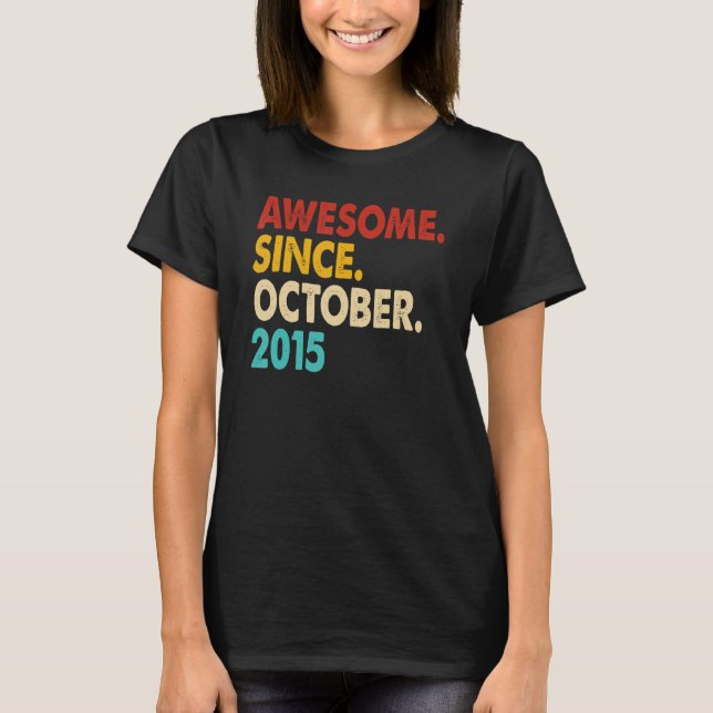 Camiseta 7 Years Old  Awesome Since October 2015 7th Birthd (Frente)