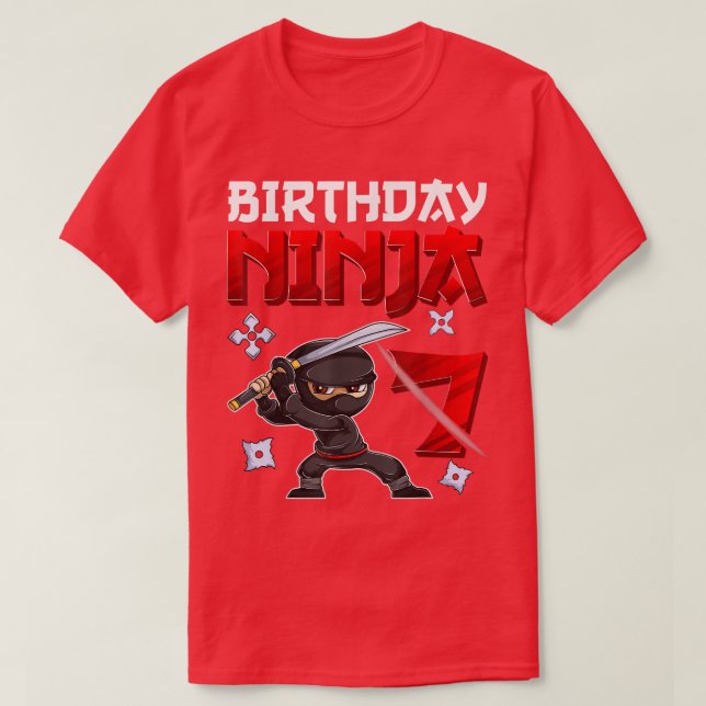 Camiseta 7 Years Old Boy Birthday Tee, Birthday Ninja Boy  (Frente do Design)