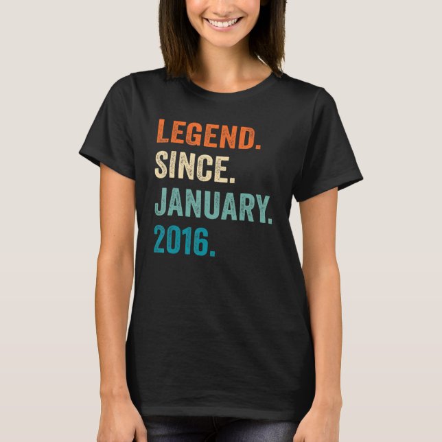 Camiseta 7 Years Old  Legend Since January 2016 7th Birthda (Frente)