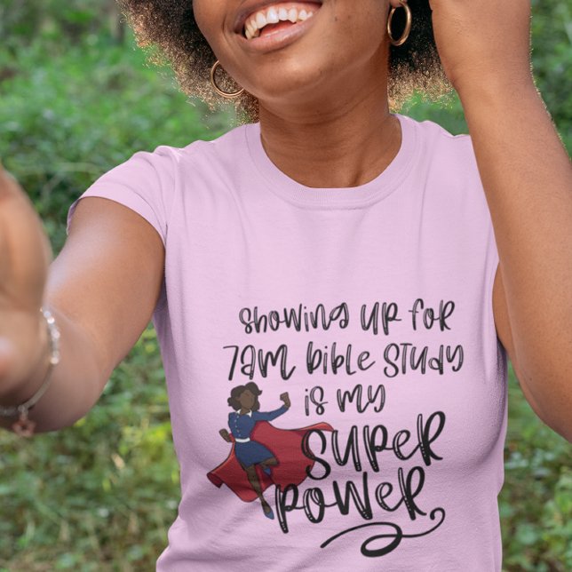 Camiseta 7am IRMÃ SUPER POWER (Pele Escura) Rosa Curto (Criador carregado)