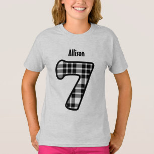 Camiseta 7o Costume de sete anos V01 da XADREZ da menina do