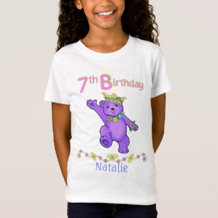 Camiseta 7o Princesa do urso do aniversário, nome feito so