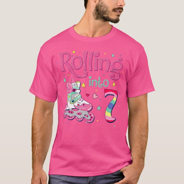 Camiseta 7Th Bday Rolling Into 7 Birthday Girl Roller Skate (Frente)