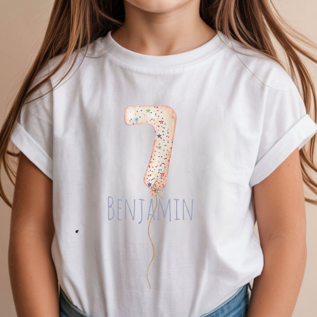 Camiseta 7th Birthday Balloon Milestone Birthday Party  (Criador carregado)