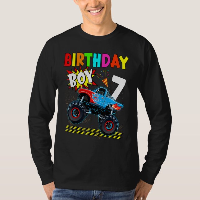 Camiseta 7th Birthday Boy Blaze 7 Year Old Monster Truck Bd (Frente)