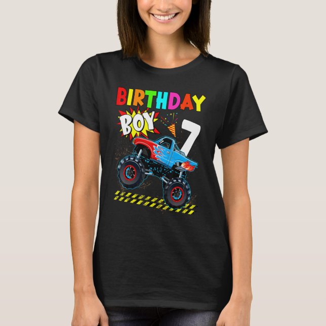 Camiseta 7th Birthday Boy Blaze 7 Year Old Monster Truck Bd (Frente)
