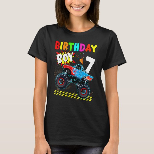 Camiseta 7th Birthday Boy Blaze 7 Year Old Monster Truck Bd (Frente)