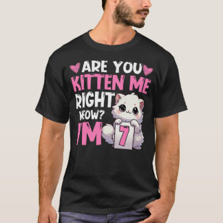 Camiseta 7th Birthday Girl 7yr Seven 7 Year Old Kitten Cat 