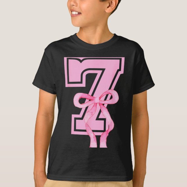 Camiseta 7th Birthday Girl Coquette Nk Bows Seven Years Old (Frente)