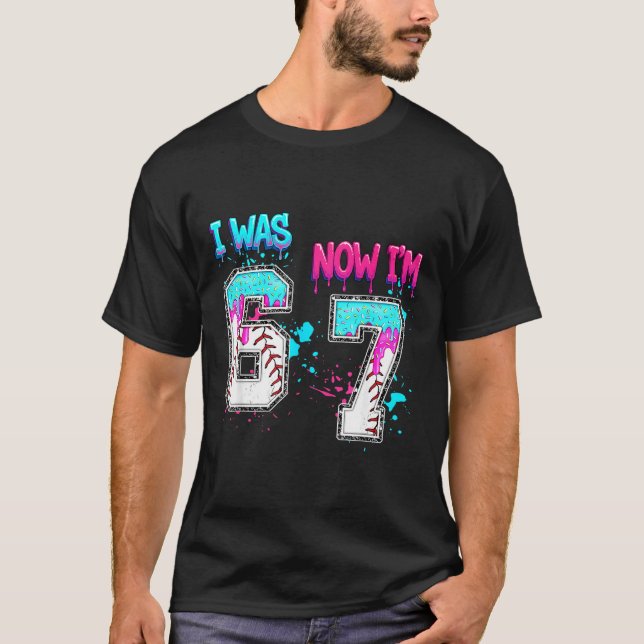 Camiseta 7th Birthday I Was 6 Now I'm 7 Baseball Ice Cream  (Frente)