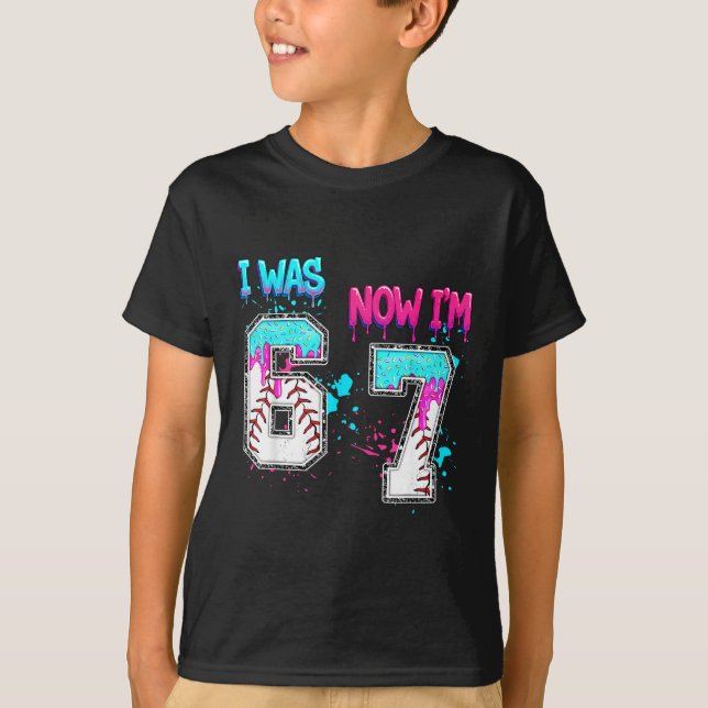 Camiseta 7th Birthday I Was 6 Now I'm 7 Baseball Ice Cream  (Frente)