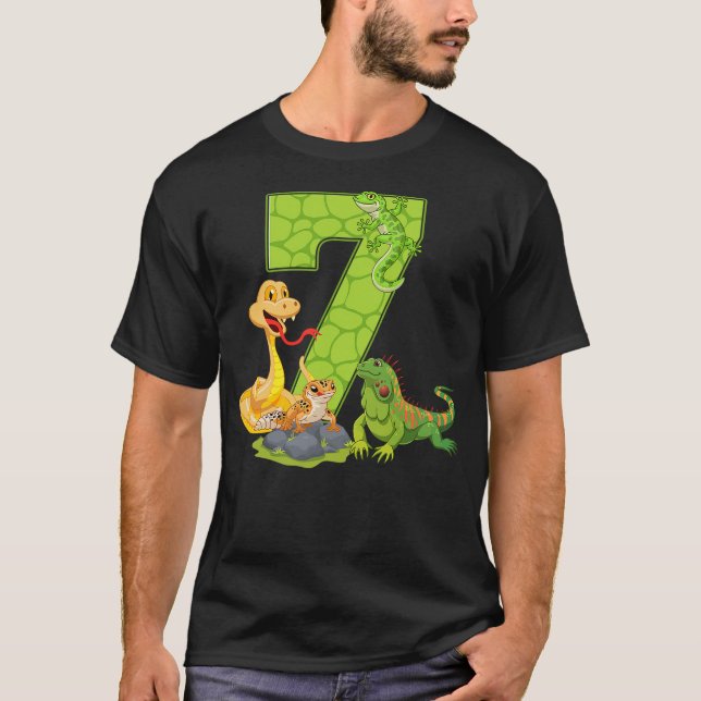 Camiseta 7th Birthday Snake Lizard Reptile 7 Year Old Birth (Frente)