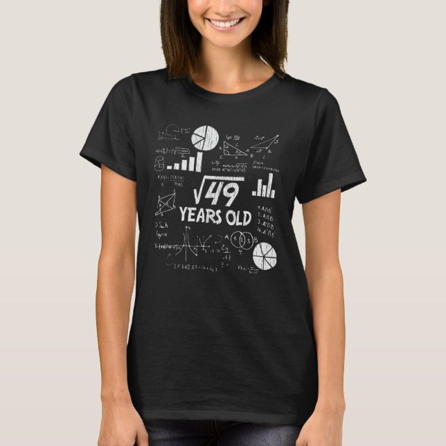 Camiseta 7th Birthday Square Root of 49 - 7 Years Old Bday (Frente)