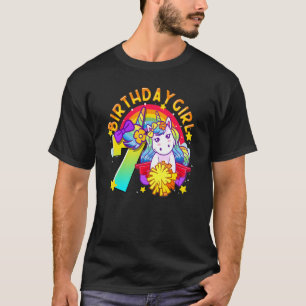 Camiseta 7th Birthday Unicorn Cheerleader Girl Rainbow Chee