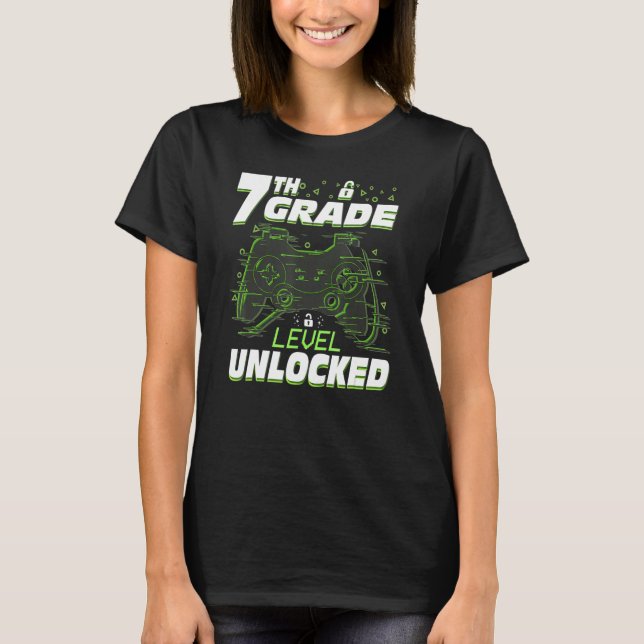 Camiseta 7th Grade Level Unlocked Back To School Video Game (Frente)