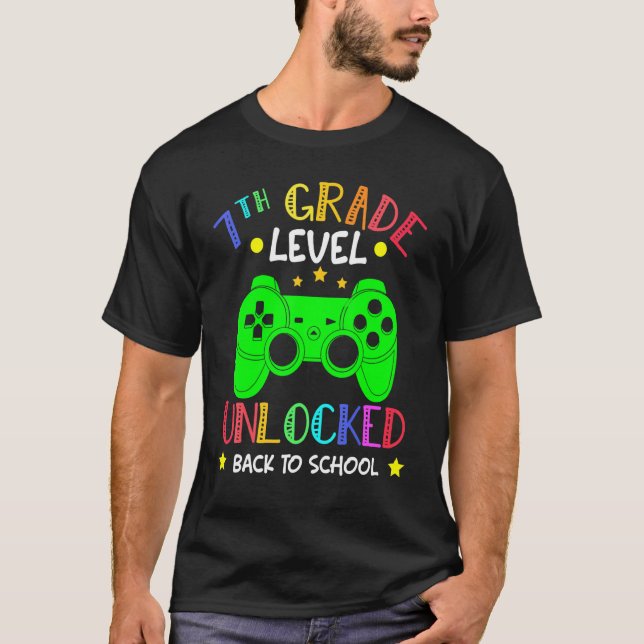 Camiseta 7th Grade Level Unlocked Video Game Back To School (Frente)