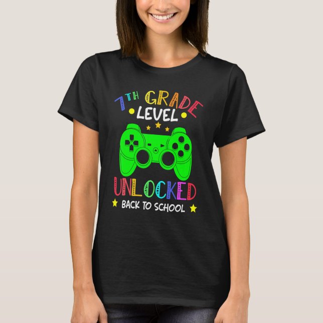 Camiseta 7th Grade Level Unlocked Video Game Back To School (Frente)