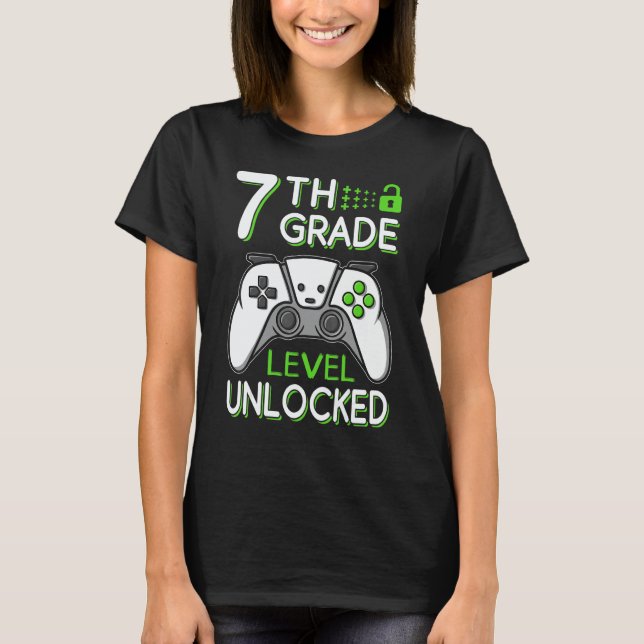 Camiseta 7th Grade Level Unlocked VideoGame Gamer Back to S (Frente)