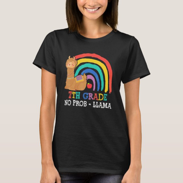 Camiseta 7th Grade No Prob Llama Teacher Back To School Rai (Frente)