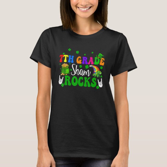 Camiseta 7th Grade Shamrocks Funny Rock Hands Shamrocks Pat (Frente)