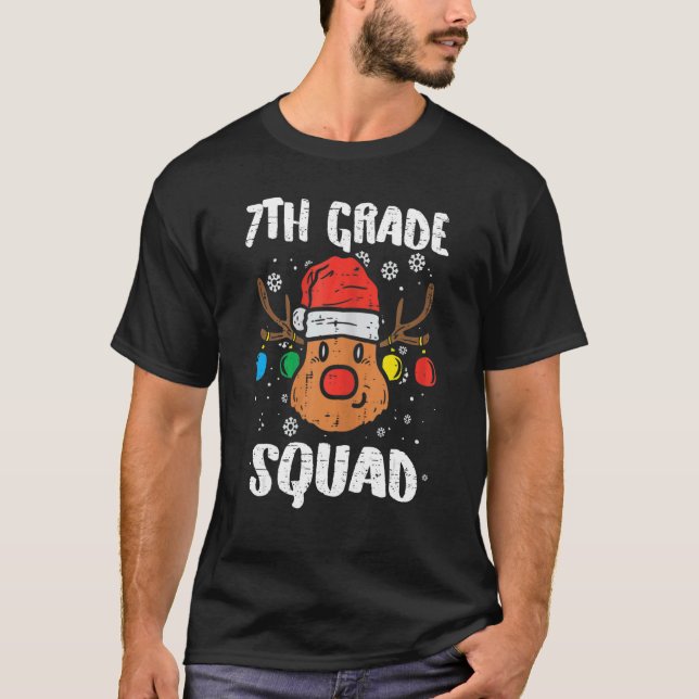 Camiseta 7th Grade Squad Reindeer  Teacher Christmas  1 (Frente)