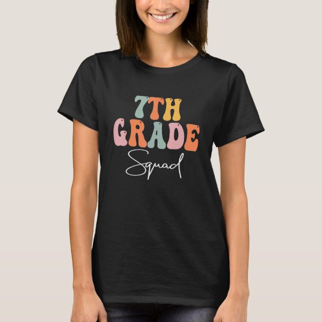 Camiseta 7th Grade Squad Retro Groovy Teacher Happy 1st Day (Frente)