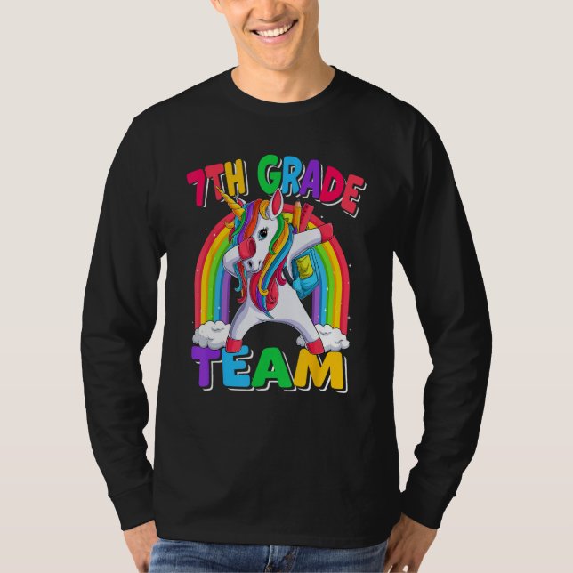 Camiseta 7th Grade Team Dabbing Unicorn Back to School Kids (Frente)