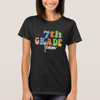 Camiseta 7th Grade Team Retro Groovy Women Happy First Day