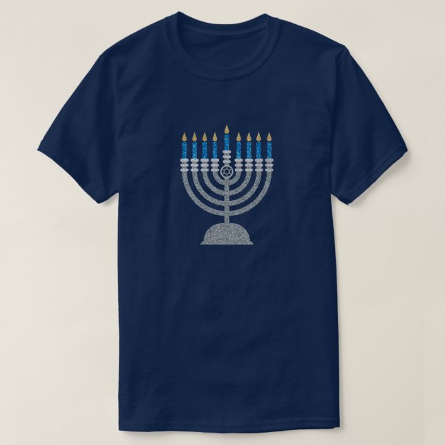 Camiseta 8ª Noite de Hanukkah Glitter (Frente do Design)