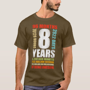 Camiseta 8º Aniversário, 8 anos Meninos Meninos Festa Infan