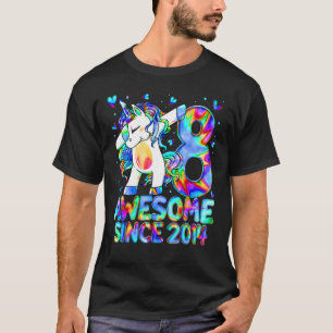 Camiseta 8º Aniversário Colorida Tie Dye 8 Anos Unicorn G