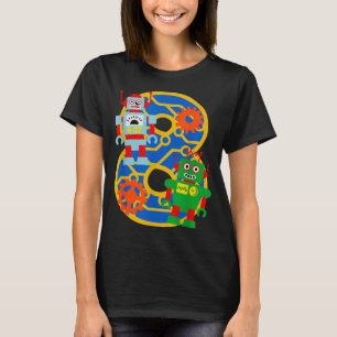 Camiseta 8º Aniversário Crianças de 8 Anos Pequeno Robô Rob