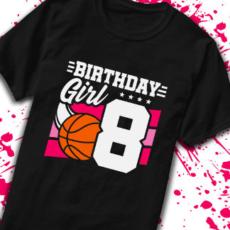 Camiseta 8º Aniversário de Basquete de Aniversário de 8 Ano